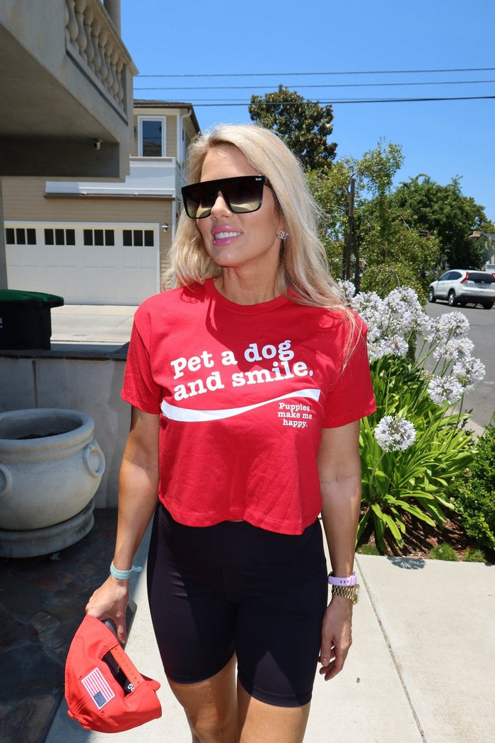 Pet A Dog And Smile Crop Tee