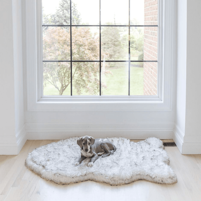 PupRug Curve Faux Fur Orthopedic Dog Bed, White with Brown Accents, photo 5