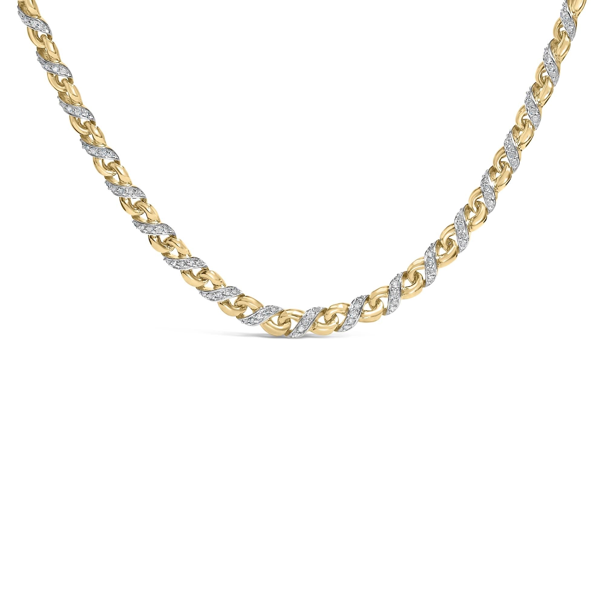 Collar con colgante Riviera llamativo con diamantes de 1 ct. p.t. en oro amarillo de 10K, foto 1