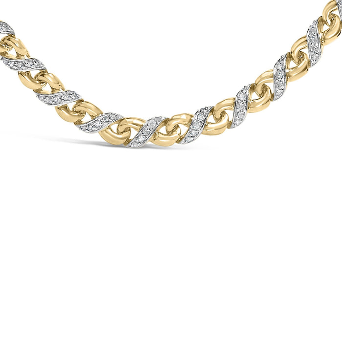Collar con colgante Riviera llamativo con diamantes de 1 ct. p.t. en oro amarillo de 10K, foto 2
