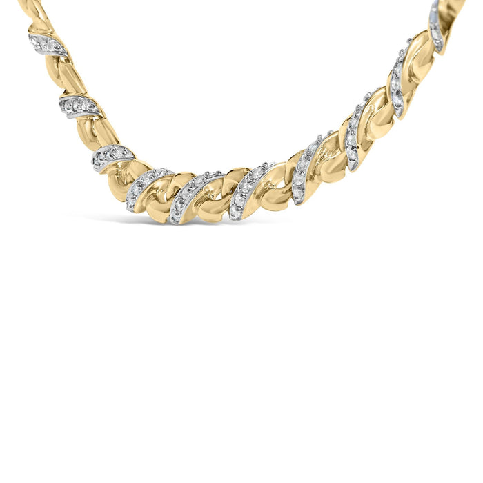 Collar con colgante Riviera llamativo con diamantes de 1 ct. p.t. en oro amarillo de 10K, foto 4