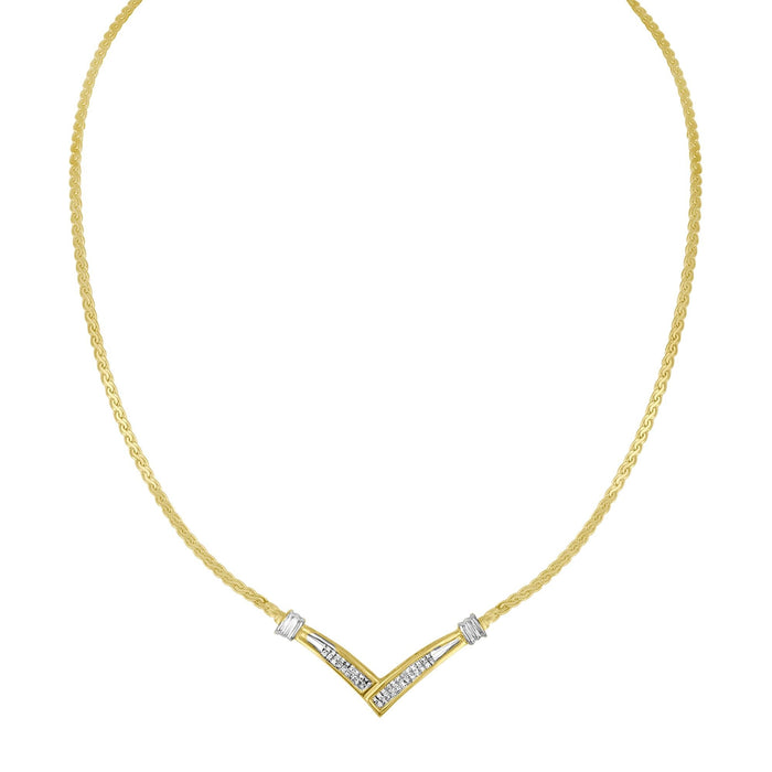 Collar de cadena Franco en forma de V de canal con diamantes de 1/2 ct. p.t. en oro amarillo y blanco de 10K, foto 4
