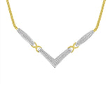 2 Ct. T.W. Princess-Cut Diamond Flared and X-Station V Shaped Franco Chain Statement Necklace in 14K Yellow and White Gold