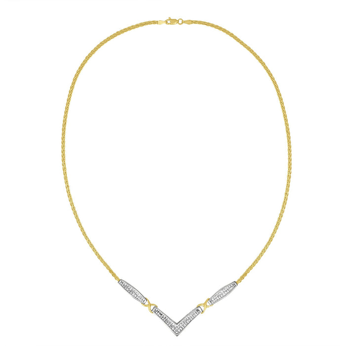 2 Ct. T.W. Princess-Cut Diamond Flared and X-Station V Shaped Franco Chain Statement Necklace in 14K Yellow and White Gold, photo 2