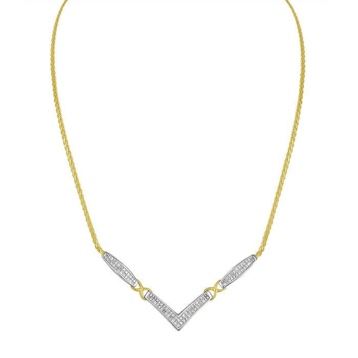 2 Ct. T.W. Princess-Cut Diamond Flared and X-Station V Shaped Franco Chain Statement Necklace in 14K Yellow and White Gold, photo 4