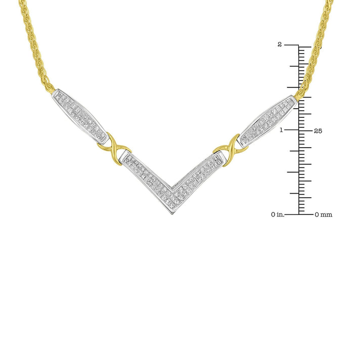2 Ct. T.W. Princess-Cut Diamond Flared and X-Station V Shaped Franco Chain Statement Necklace in 14K Yellow and White Gold, photo 6