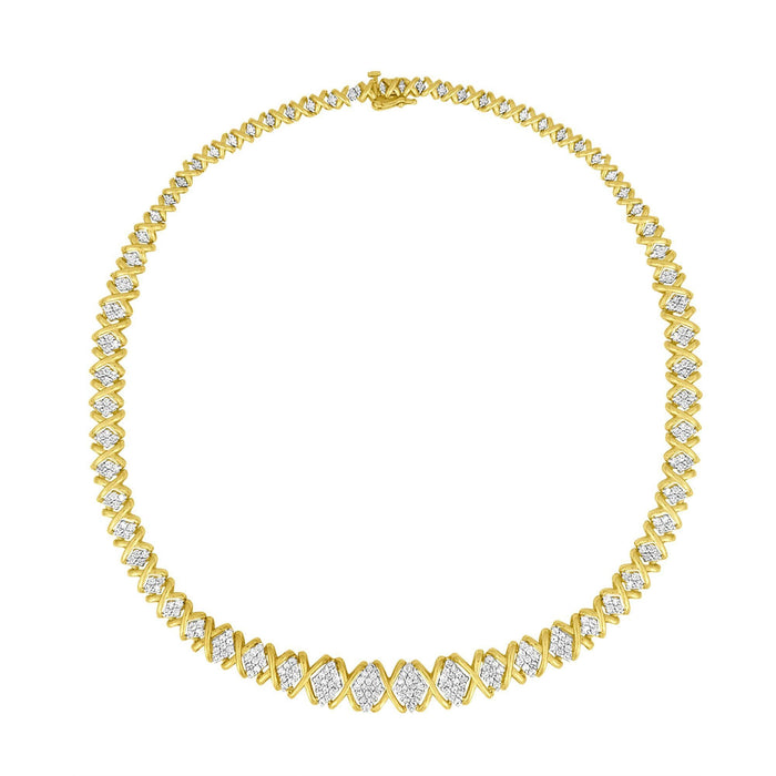 Collar Riviera graduado con diamantes talla redonda brillante de 4 ct. p.t. en oro amarillo de 10K, foto 1