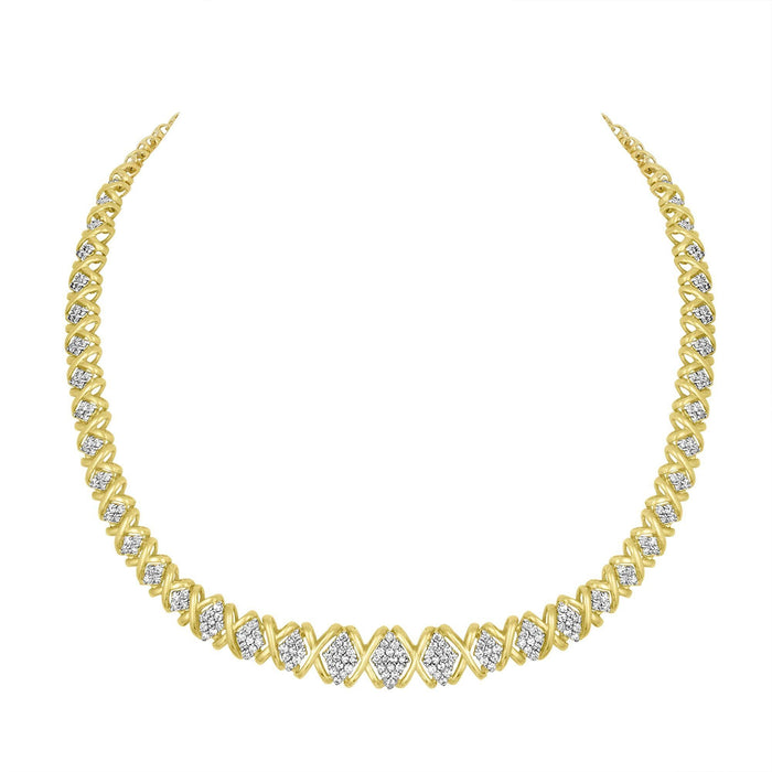 Collar Riviera graduado con diamantes talla redonda brillante de 4 ct. p.t. en oro amarillo de 10K, foto 2