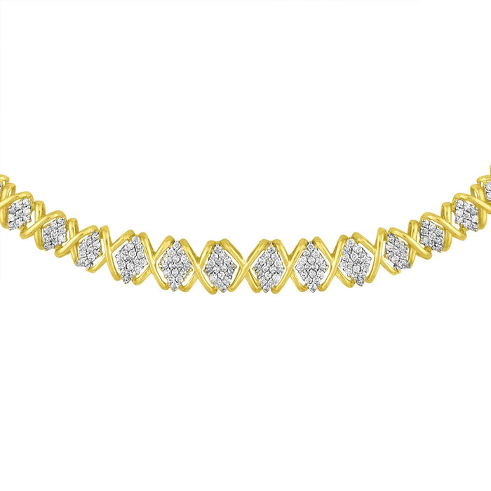 Collar Riviera graduado con diamantes talla redonda brillante de 4 ct. p.t. en oro amarillo de 10K, foto 4