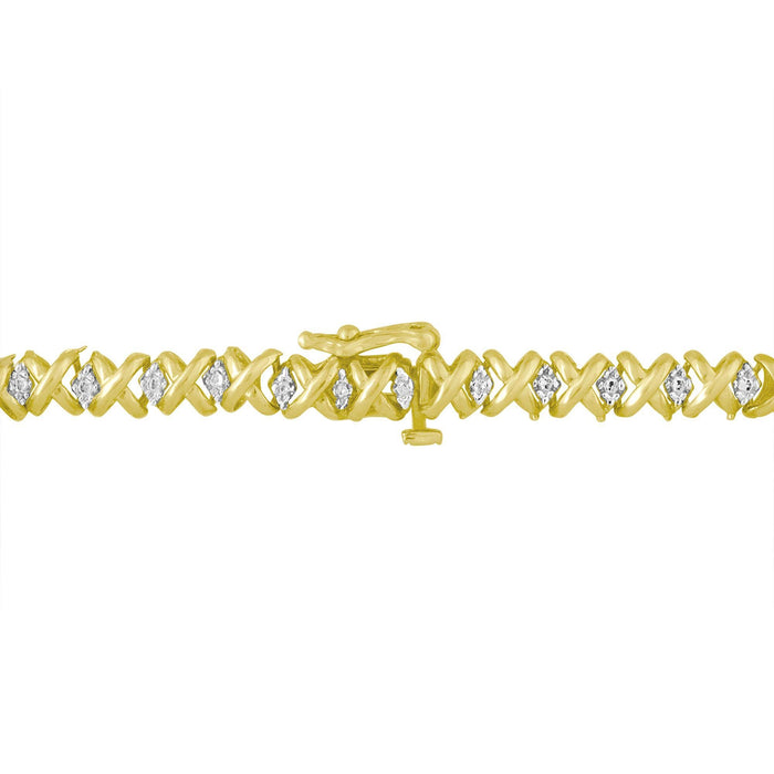 Collar Riviera graduado con diamantes talla redonda brillante de 4 ct. p.t. en oro amarillo de 10K, foto 5
