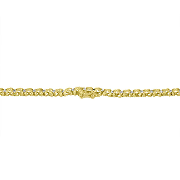 Collar Riviera graduado con diamantes talla redonda brillante de 4 ct. p.t. en oro amarillo de 10K, foto 6