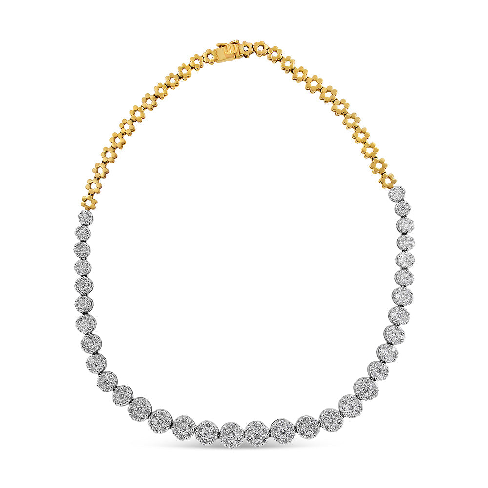 Collar Riviera pavé certificado IGI con diamantes talla redonda de 14 3/4 ct. p.t. en oro amarillo de 14K, foto 1