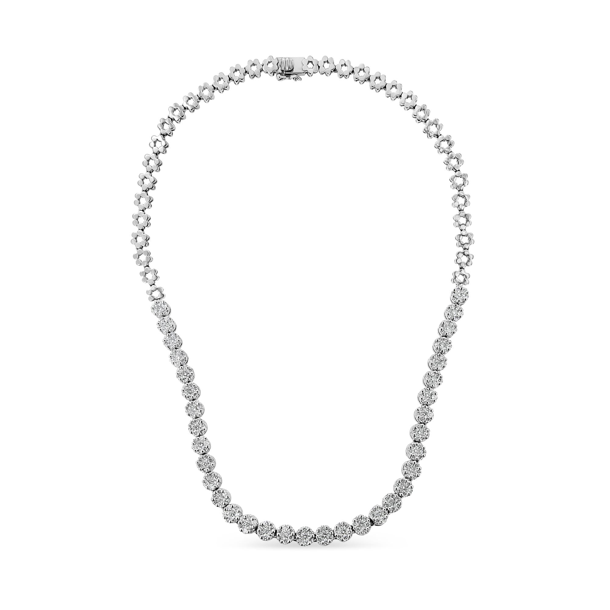 8 Ct. T.W. IGI Certified Pavé-Set Round-Cut Diamond Cluster Graduating Riviera Statement Necklace in 14K Gold, photo 1