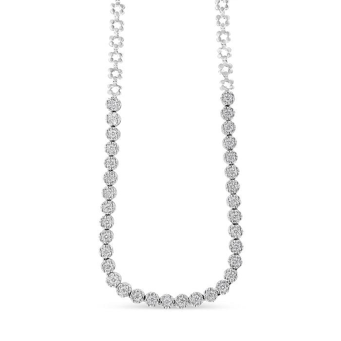 8 Ct. T.W. IGI Certified Pavé-Set Round-Cut Diamond Cluster Graduating Riviera Statement Necklace in 14K Gold, photo 2