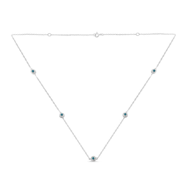 1/2 Ct. T.W. Treated Blue Color Diamond Station Necklace in Sterling Silver, photo 1