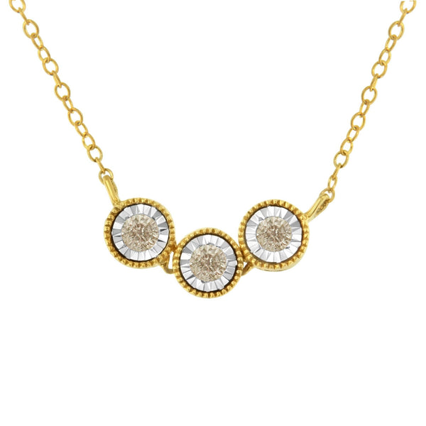 1/4 Ct. T.W. Champagne Diamond 3 Stone Necklace in Two-Tone Sterling Silver, photo 1
