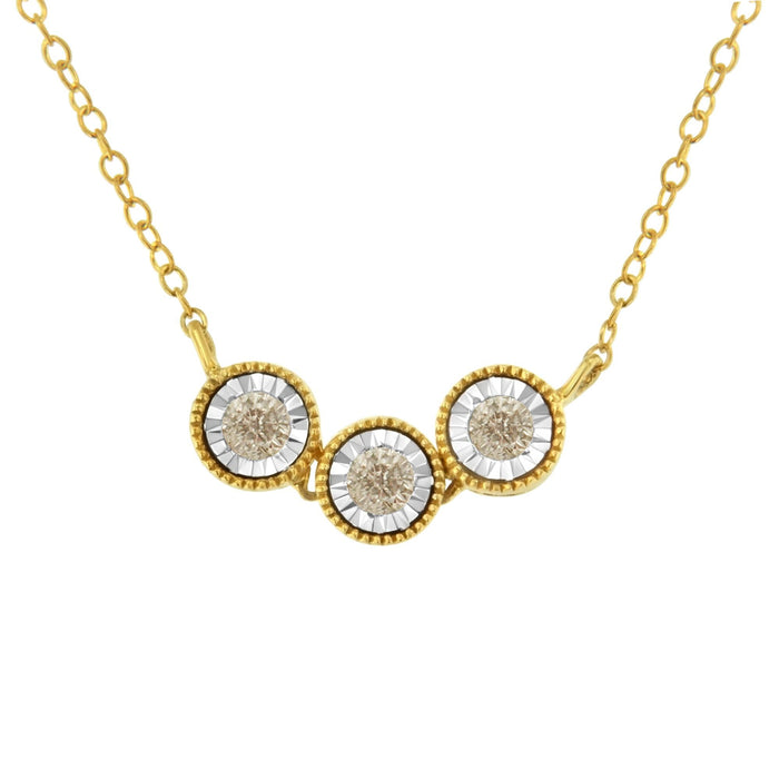 Collar de 3 piedras con diamantes champán de 1/4 ct. p.t. en plata de ley de dos tonos, foto 1