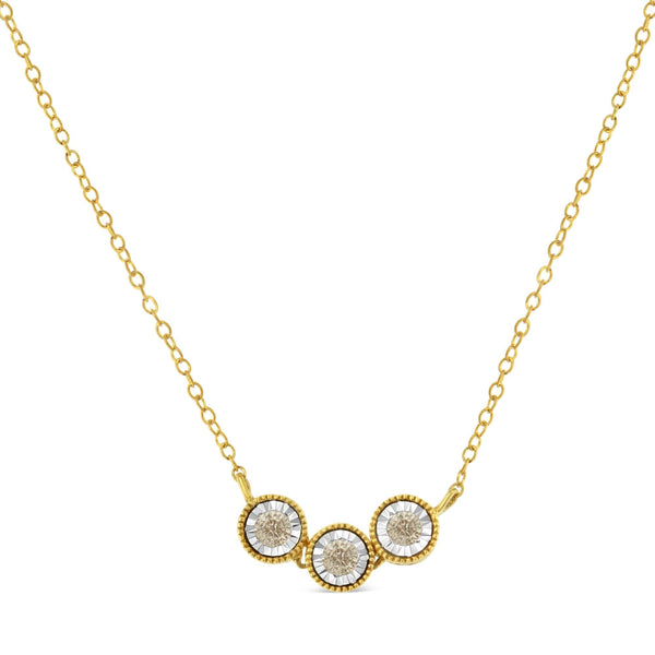 1/4 Ct. T.W. Champagne Diamond 3 Stone Necklace in Two-Tone Sterling Silver, photo 2