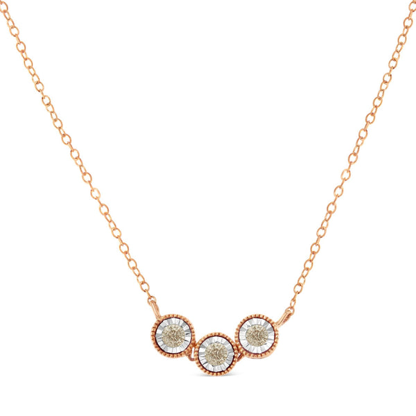 1/4 Ct. T.W. Miracle-Set Champagne Diamond Triple Circle Necklace in 10K Rose and White Gold-Plated Sterling Silver, photo 2