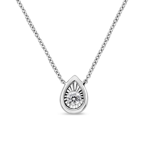 1/10 Ct. T.W. Miracle-Set Round-Cut Diamond Pendant Necklace in 10K White Gold, photo 2