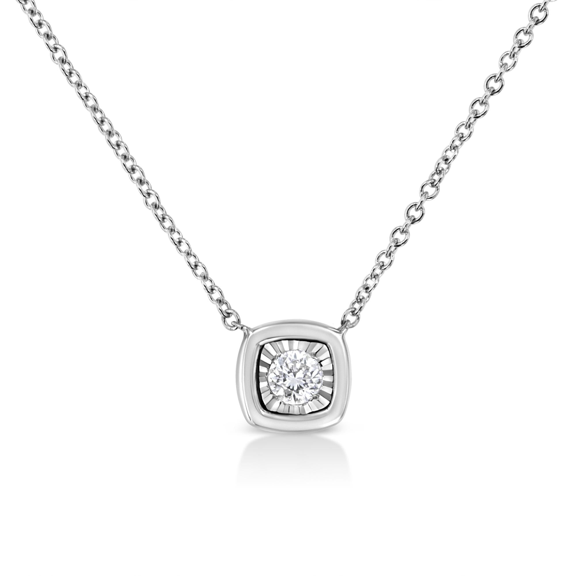 1/10 Ct. T.W. Miracle-Set Round Diamond Pendant Necklace in 10K Gold-Plated Sterling Silver, photo 1
