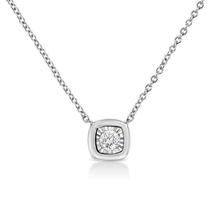 1/10 Ct. T.W. Miracle-Set Round Diamond Pendant Necklace in 10K Gold-Plated Sterling Silver, photo 1