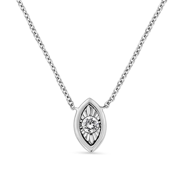 1/10 Ct. T.W. Miracle-Set Round-Cut Diamond Pendant Necklace in 10K White Gold, photo 1