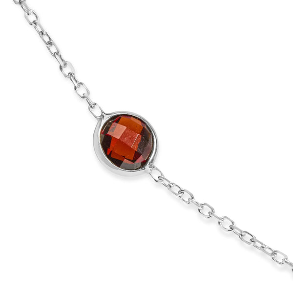 Bezel-Set Lab-Created Mixed Gemstone 7 Station Adjustable Necklace in 14K White Gold, photo 2