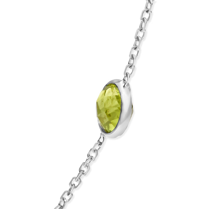 Collar ajustable de 7 estaciones de bisel con piedras preciosas mixtas creadas en laboratorio en oro blanco de 14K, foto 4