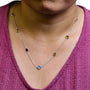 Collar ajustable de 7 estaciones de bisel con piedras preciosas mixtas creadas en laboratorio en oro blanco de 14K, foto 3