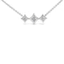 Collar de estaciones de bisel con 3 piedras en forma de cometa y diamantes de talla princesa en oro blanco de 10K, foto 2