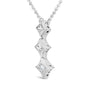 Collar con colgante de gota de 3 piedras con diamantes talla princesa de 1/5 ct. p.t. en oro de 10K, foto 8