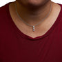 Collar con colgante de gota de 3 piedras con diamantes talla princesa de 1/5 ct. p.t. en oro de 10K, foto 6