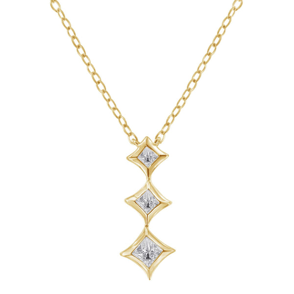 1/5 Ct. T.W. Princess-Cut Diamond 3 Stone Drop Pendant Necklace in 10K Gold, photo 1
