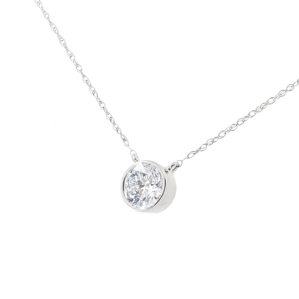 1/2 Ct. T.W. Diamond Bezel Pendant Necklace in Sterling Silver, photo 2