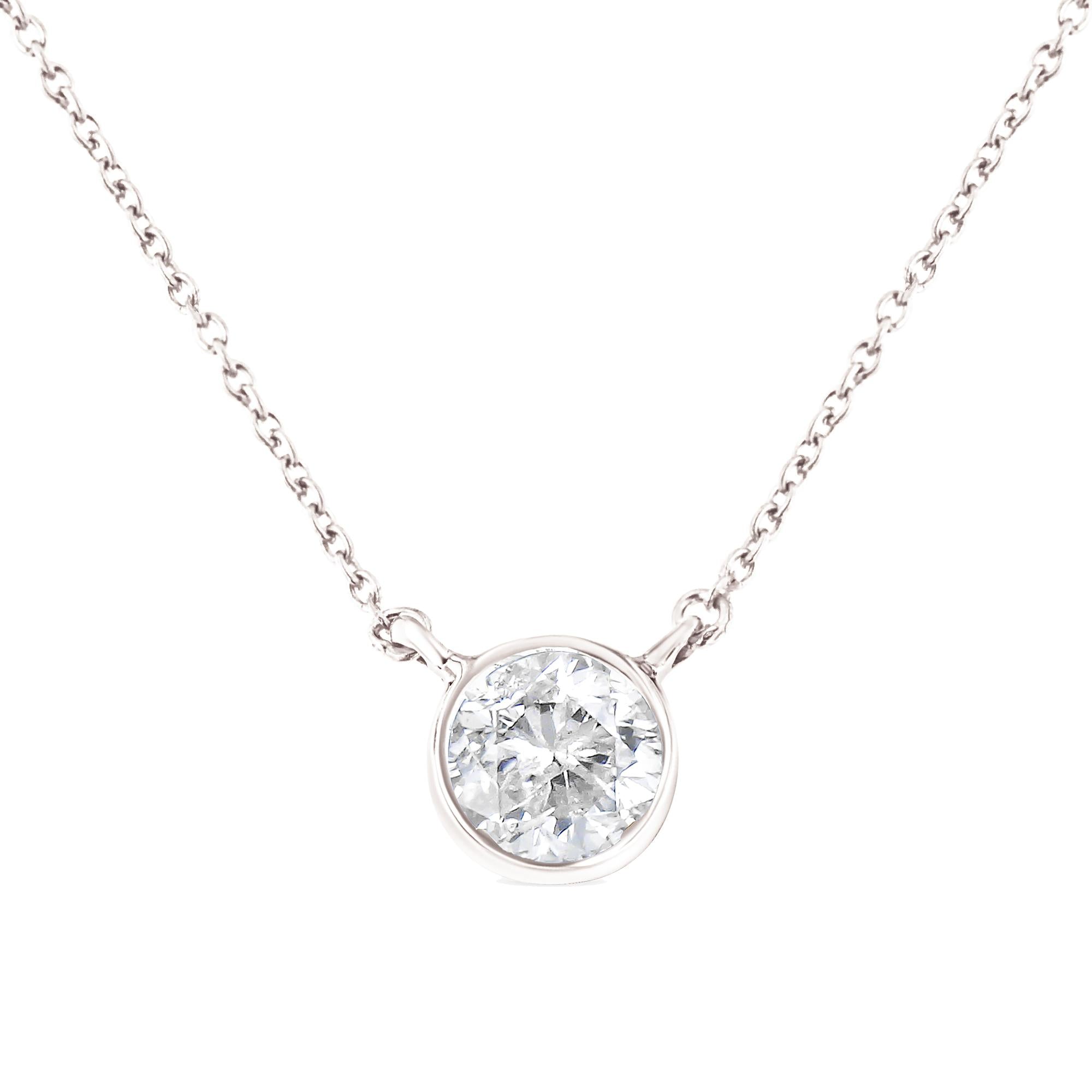 Collar con colgante de bisel con diamantes de 1/2 ct. p.t. en plata de ley, foto 1