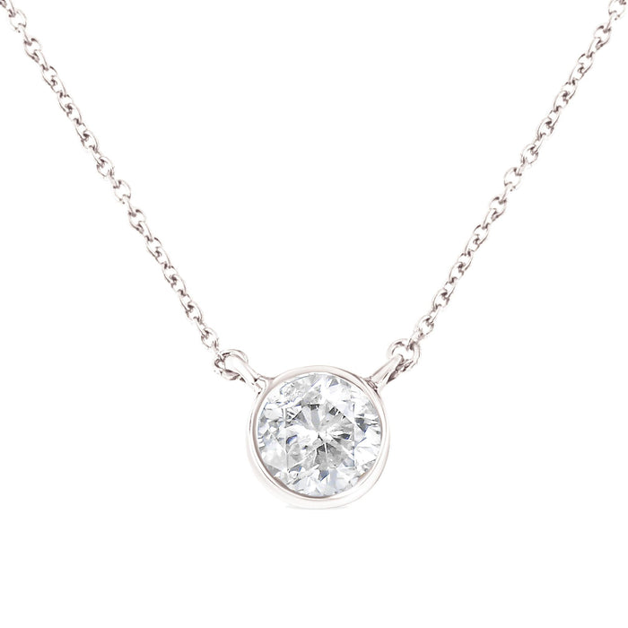 Collar con colgante de bisel con diamantes de 1/2 ct. p.t. en plata de ley, foto 1