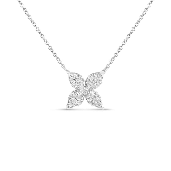1/2 Ct. T.W. Brilliant Round Diamond Marquise-Shaped 4 Leaf Clover Adjustable Pendant Necklace in 10K White Gold, photo 1