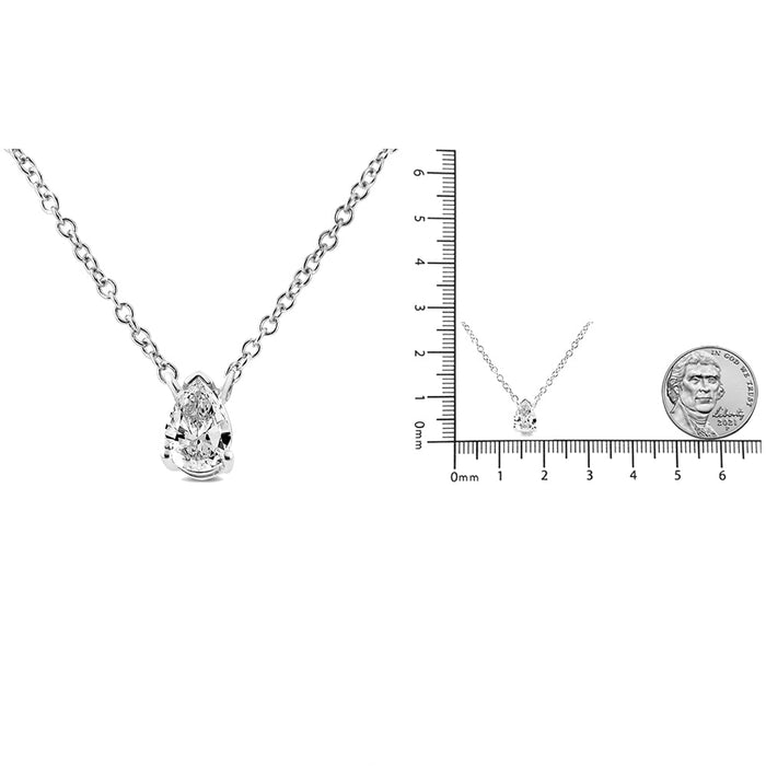 Collar con colgante solitario en forma de pera con diamante en oro blanco de 14K, foto 10