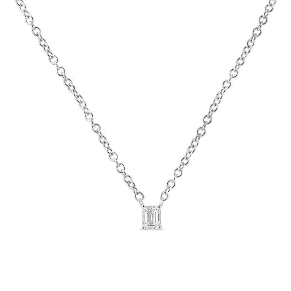 1/5 Ct. T.W. Emerald-Cut Solitaire Diamond Pendant Necklace in 14K White Gold, photo 2