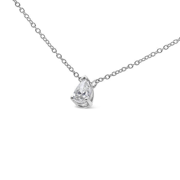 Collar con colgante solitario en forma de pera con diamante en oro blanco de 14K, foto 7