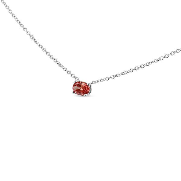 3/8 Ct. T.W. Lab-Grown Pink Oval Solitaire Diamond East West Pendant Necklace in 14K White Gold, photo 2