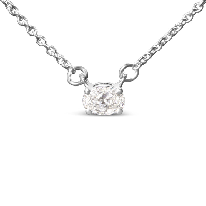 Collar con colgante solitario este-oeste con diamante cultivado en laboratorio de 1/4 ct. p.t. en oro blanco de 14K, foto 2