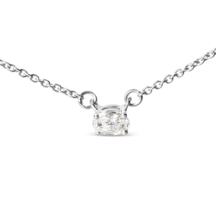 Collar con colgante solitario este-oeste con diamante cultivado en laboratorio de 1/4 ct. p.t. en oro blanco de 14K, foto 4