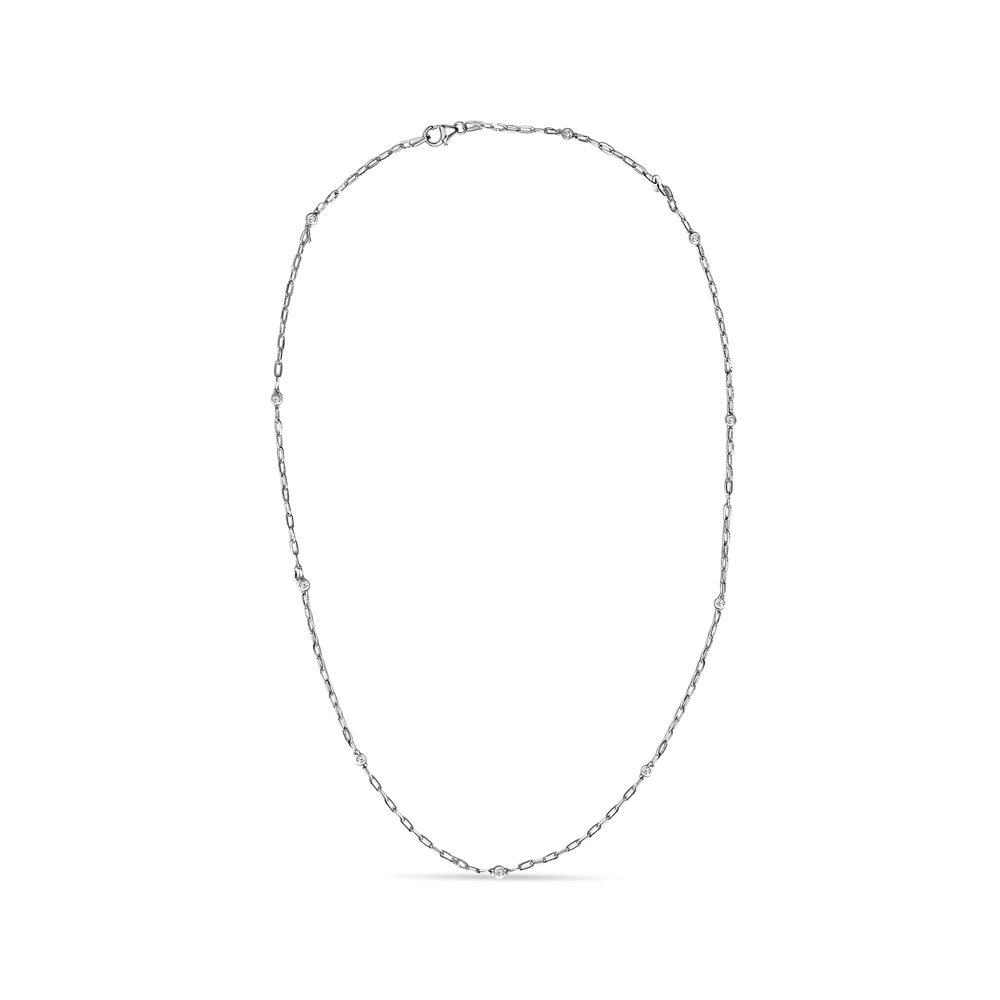 Collar de 11 estaciones de bisel con diamantes de 1 ct. p.t. en oro blanco de 14K, foto 1
