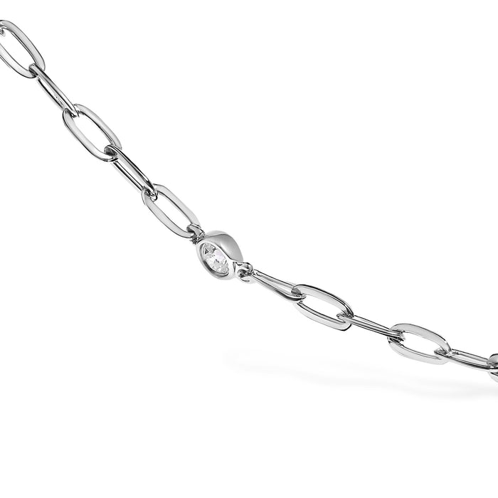 Collar de 11 estaciones de bisel con diamantes de 1 ct. p.t. en oro blanco de 14K, foto 4