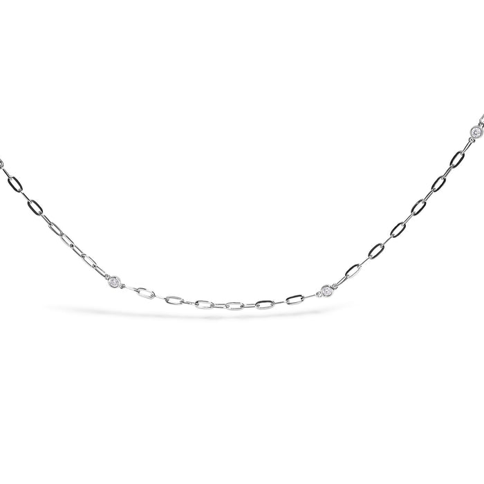 Collar de 11 estaciones de bisel con diamantes de 1 ct. p.t. en oro blanco de 14K, foto 5