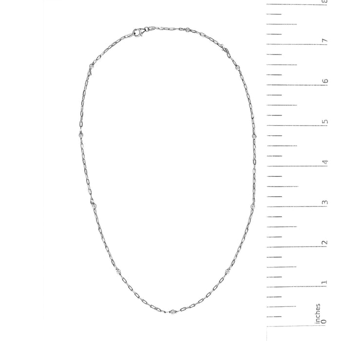 Collar de 11 estaciones de bisel con diamantes de 1 ct. p.t. en oro blanco de 14K, foto 6