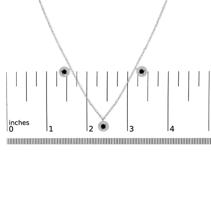 5/8 Ct. T.W. Treated Black Diamond 3 Station with Halo Necklace in Sterling Silver, photo 5
