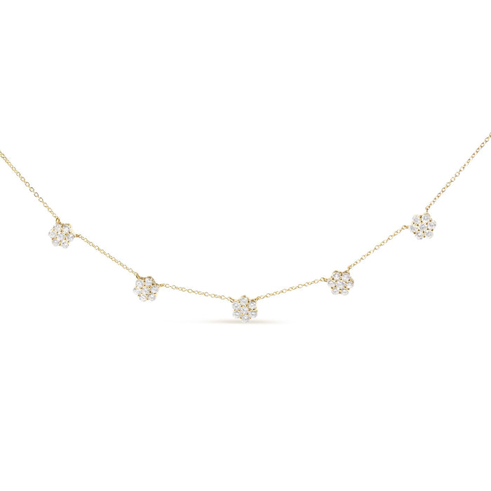2 Ct. T.W. Diamond Cluster Station Necklace in 14K Yellow Gold, photo 1